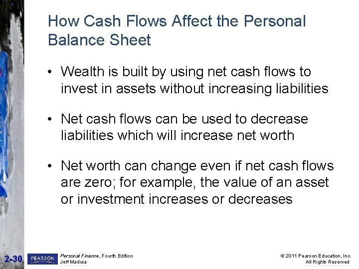How Cash Flows Affect the Personal Balance Sheet • Wealth is built by using How Cash Flows Affect the Personal Balance Sheet • Wealth is built by using