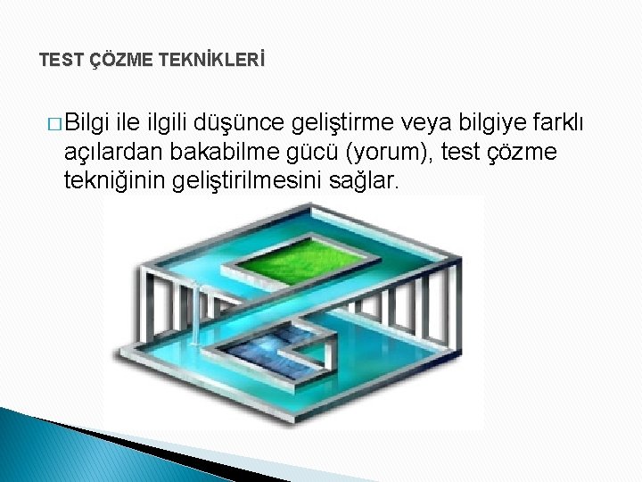 TEST ÇÖZME TEKNİKLERİ � Bilgi ile ilgili düşünce geliştirme veya bilgiye farklı açılardan bakabilme