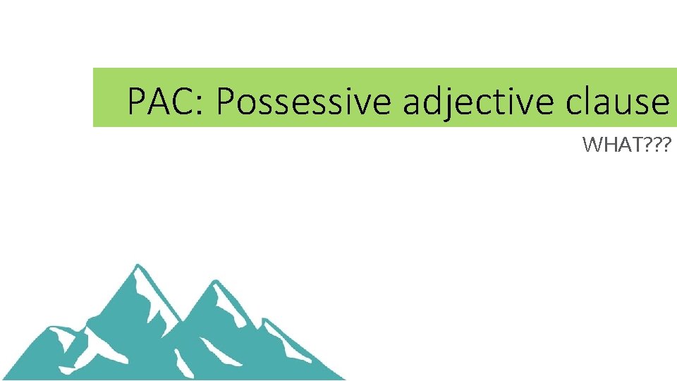 PAC: Possessive adjective clause WHAT? ? ? 