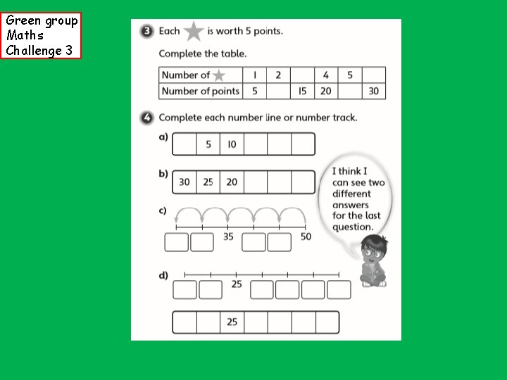 Green group Maths Challenge 3 