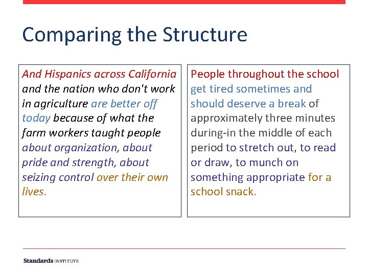 Comparing the Structure And Hispanics across California and the nation who don't work in