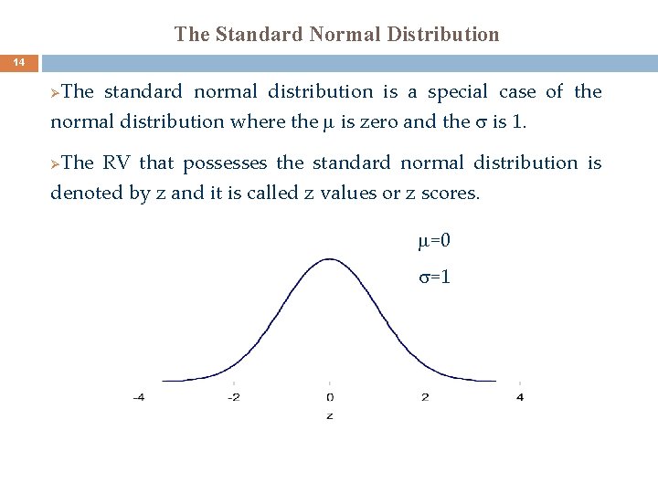 The Standard Normal Distribution 14 The standard normal distribution is a special case of