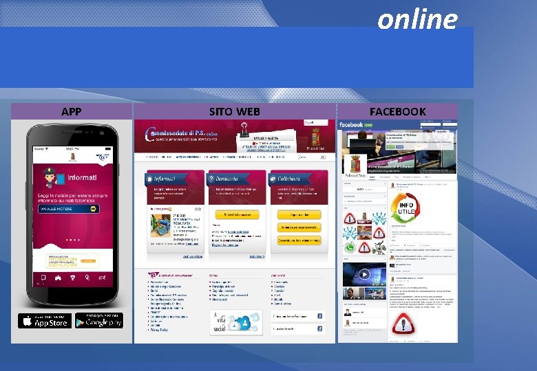 online APP SITO WEB FACEBOOK 