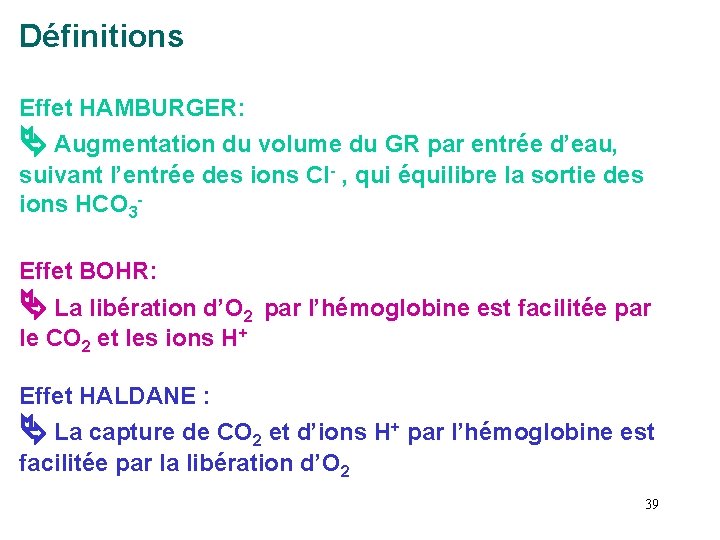 Définitions Effet HAMBURGER: Augmentation du volume du GR par entrée d’eau, suivant l’entrée des