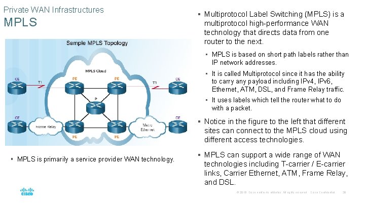 Private WAN Infrastructures MPLS § Multiprotocol Label Switching (MPLS) is a multiprotocol high-performance WAN