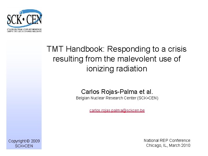 TMT Handbook: Responding to a crisis resulting from the malevolent use of ionizing radiation