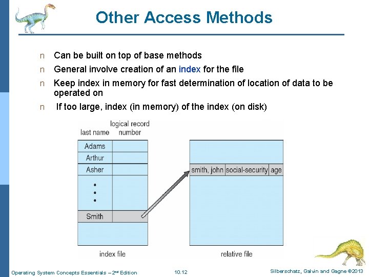 Other Access Methods n Can be built on top of base methods General involve