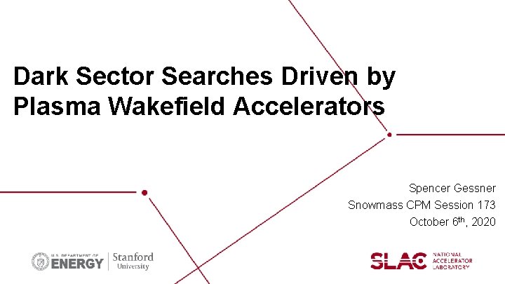 Dark Sector Searches Driven by Plasma Wakefield Accelerators Spencer Gessner Snowmass CPM Session 173