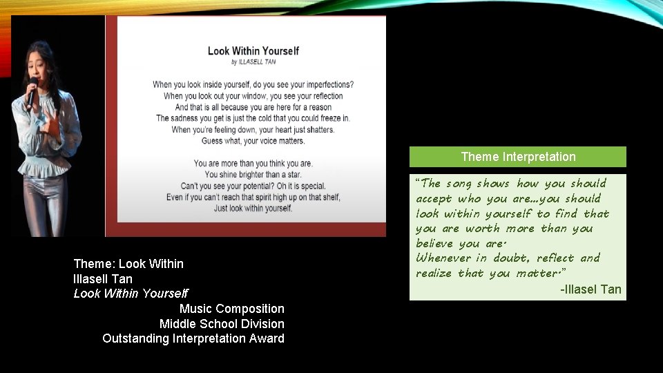 Theme Interpretation Theme: Look Within Illasell Tan Look Within Yourself Music Composition Middle School