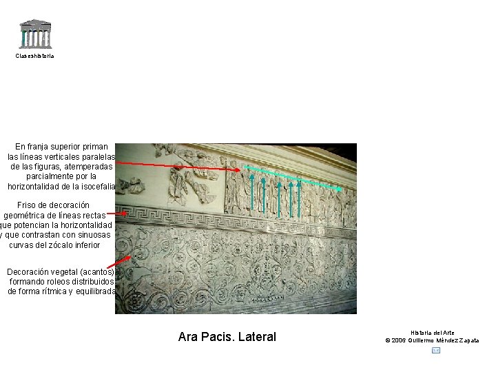 Claseshistoria En franja superior priman las líneas verticales paralelas de las figuras, atemperadas parcialmente Claseshistoria En franja superior priman las líneas verticales paralelas de las figuras, atemperadas parcialmente