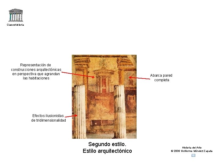 Claseshistoria Representación de construcciones arquitectónicas en perspectiva que agrandan las habitaciones Abarca pared completa