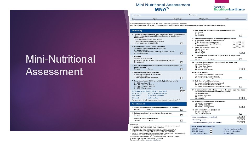Mini-Nutritional Assessment 