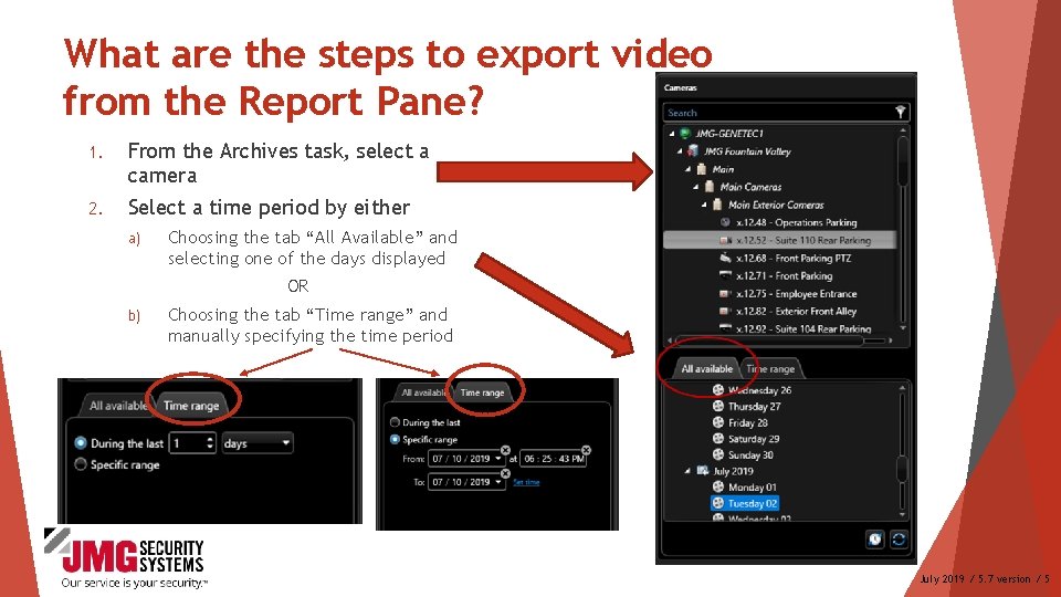 What are the steps to export video from the Report Pane? 1. From the