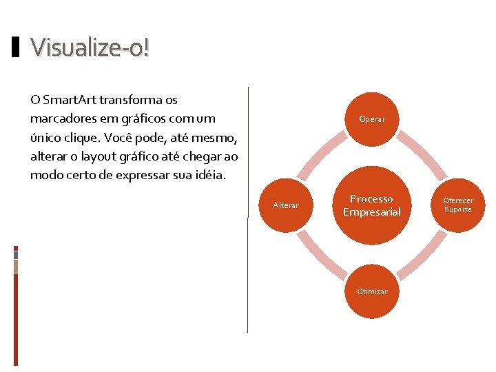 Visualize-o! O Smart. Art transforma os marcadores em gráficos com um único clique. Você Visualize-o! O Smart. Art transforma os marcadores em gráficos com um único clique. Você