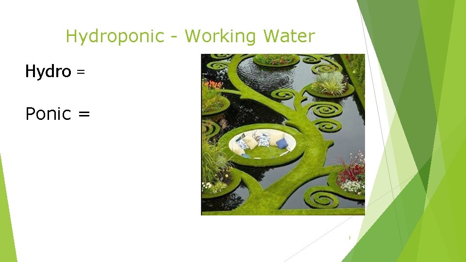 Hydroponic - Working Water Hydro = Ponic = 3 
