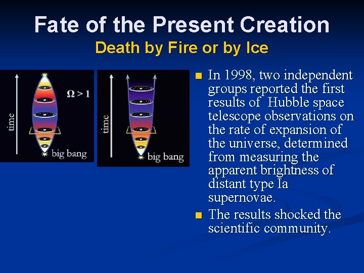 Fate of the Present Creation Death by Fire or by Ice n n In