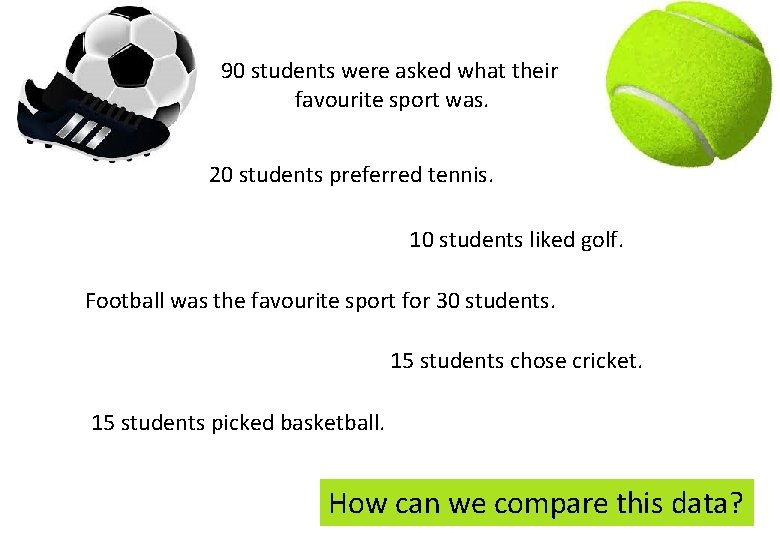 90 students were asked what their favourite sport was. 20 students preferred tennis. 10 90 students were asked what their favourite sport was. 20 students preferred tennis. 10
