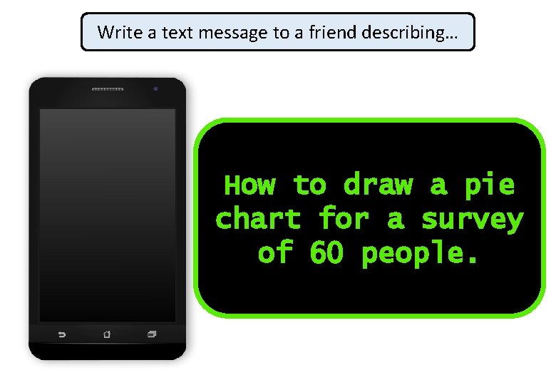 Write a text message to a friend describing… How to draw a pie chart Write a text message to a friend describing… How to draw a pie chart