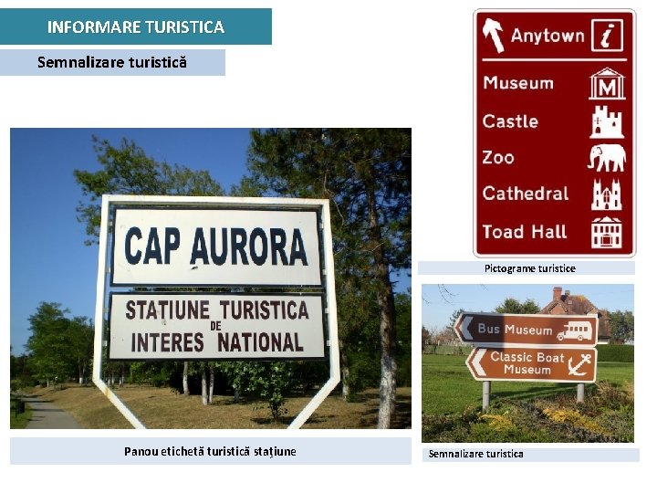 INFORMARE TURISTICA Semnalizare turistică Pictograme turistice Panou etichetă turistică stațiune Semnalizare turistica 