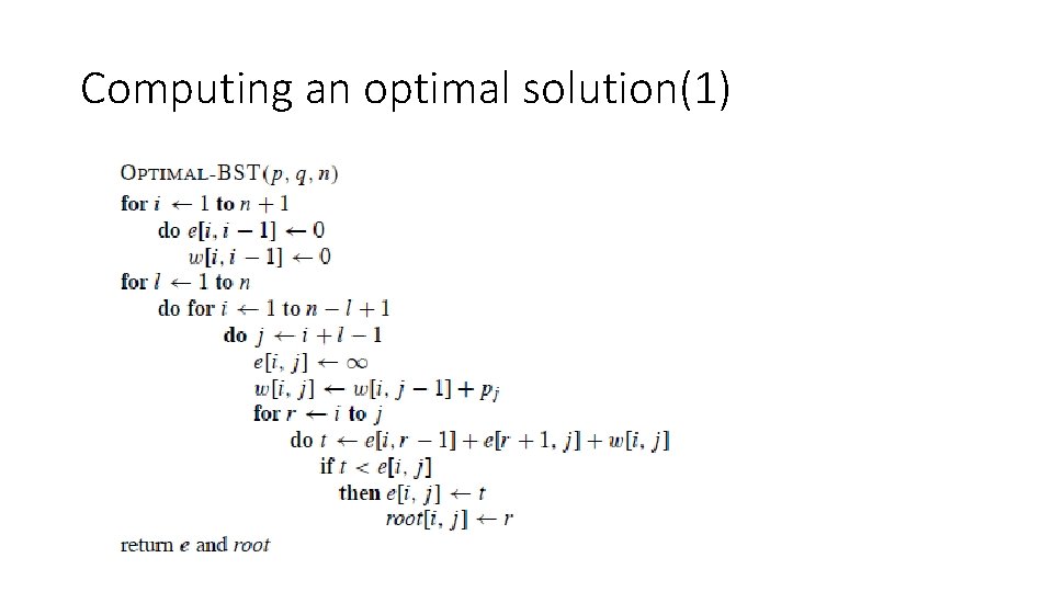 Computing an optimal solution(1) 