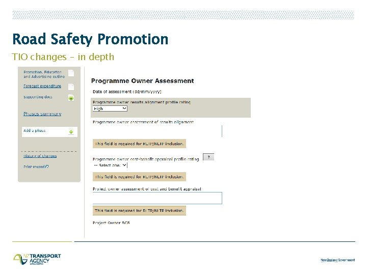 Road Safety Promotion TIO changes – in depth 