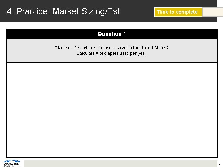 4. Practice: Market Sizing/Est. Time to complete Question 1 Size the of the disposal