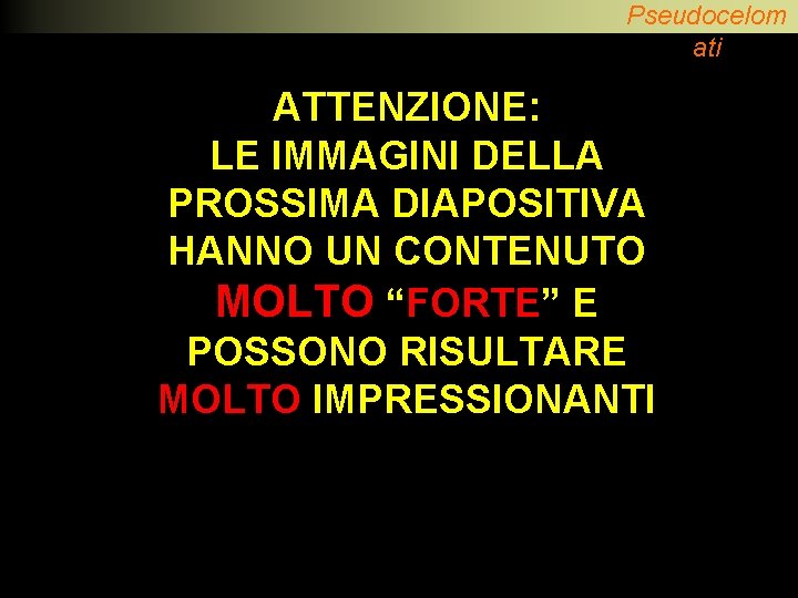 Pseudocelom ati ATTENZIONE: LE IMMAGINI DELLA PROSSIMA DIAPOSITIVA HANNO UN CONTENUTO MOLTO “FORTE” E