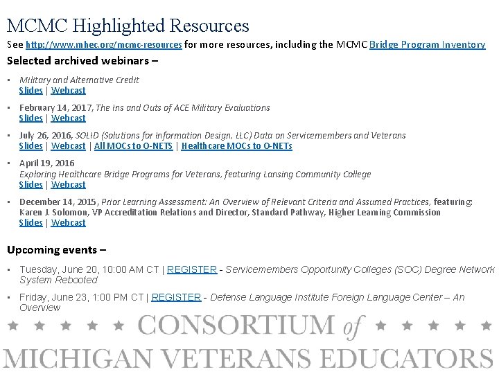 MCMC Highlighted Resources See http: //www. mhec. org/mcmc-resources for more resources, including the MCMC