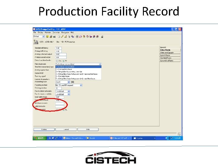 Production Facility Record 