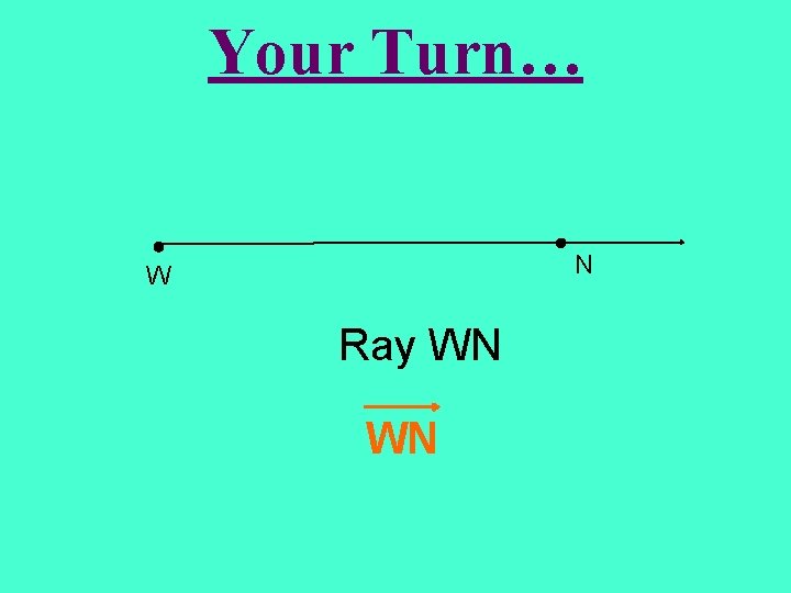 Your Turn… N W Ray WN WN 