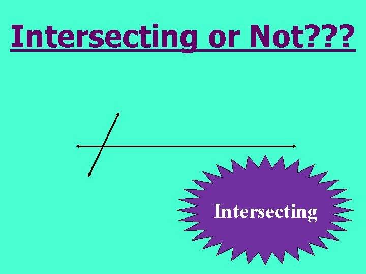 Intersecting or Not? ? ? Intersecting 