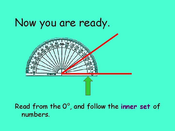 Now you are ready. Read from the 0°, and follow the inner set of