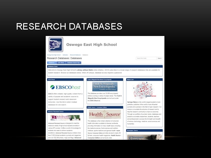 RESEARCH DATABASES 