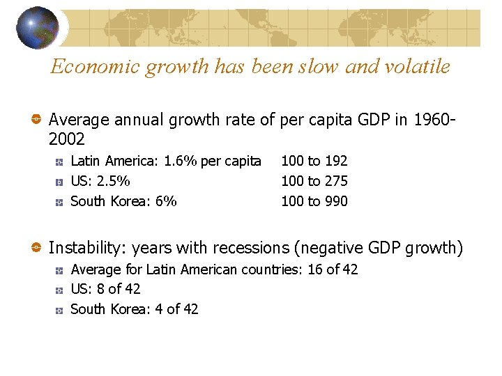 Economic growth has been slow and volatile Average annual growth rate of per capita