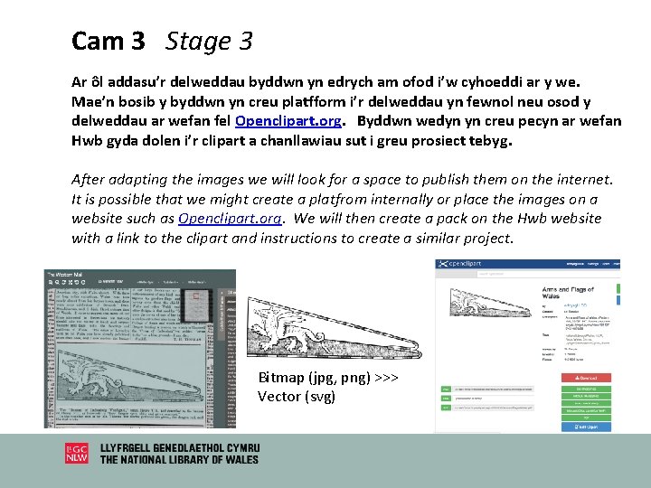 Cam 3 Stage 3 Ar ôl addasu’r delweddau byddwn yn edrych am ofod i’w