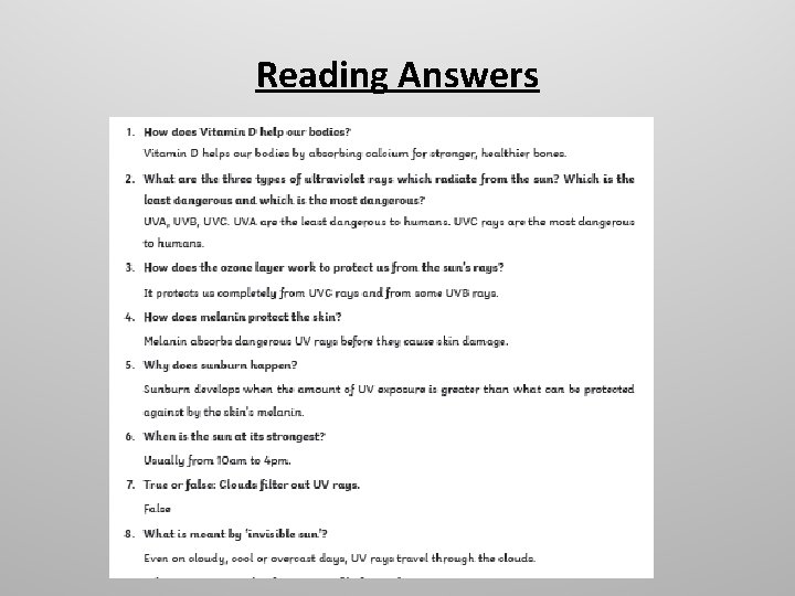 Reading Answers 