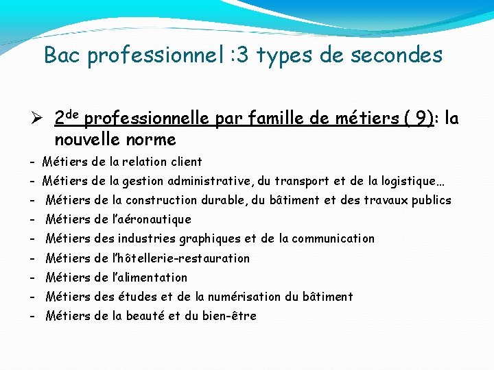 Seconde Pro Aprs la troisime information des parents CIO de