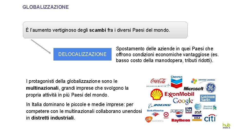 GLOBALIZZAZIONE È l’aumento vertiginoso degli scambi fra i diversi Paesi del mondo. DELOCALIZZAZIONE Spostamento