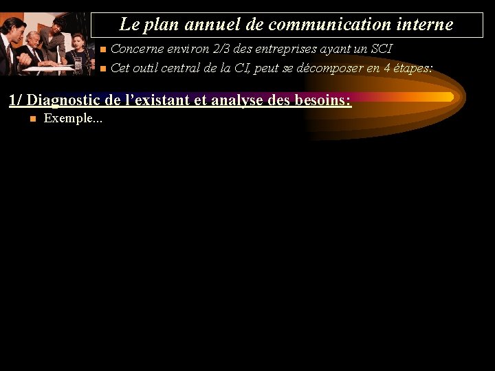 Le plan annuel de communication interne n Concerne environ 2/3 des entreprises ayant un