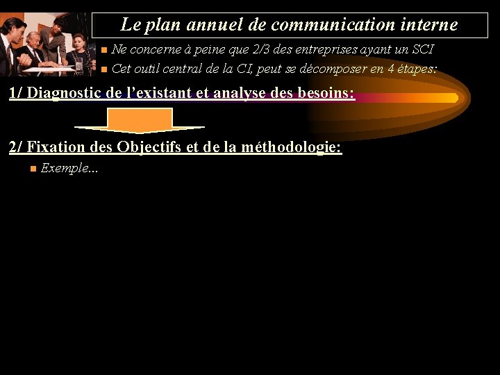 Le plan annuel de communication interne n Ne concerne à peine que 2/3 des