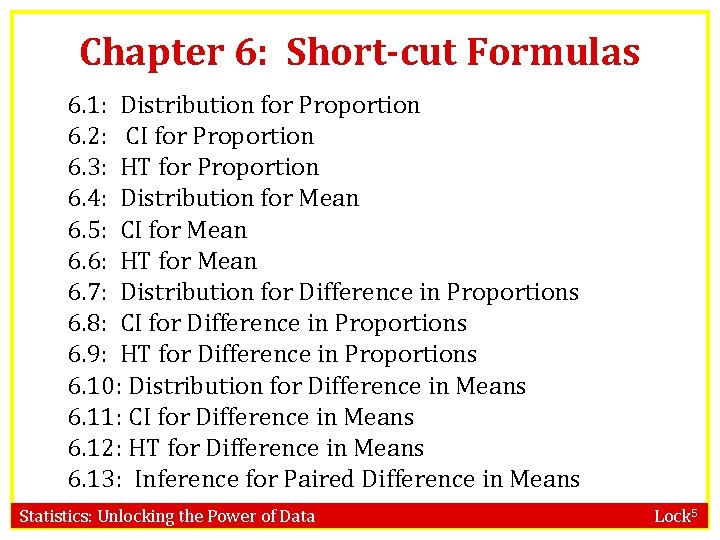 Chapter 6: Short-cut Formulas 6. 1: Distribution for Proportion 6. 2: CI for Proportion