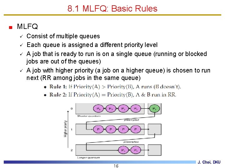 8. 1 MLFQ: Basic Rules MLFQ ü ü Consist of multiple queues Each queue