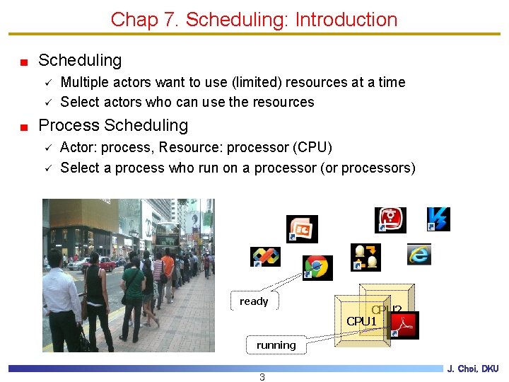 Chap 7. Scheduling: Introduction Scheduling ü ü Multiple actors want to use (limited) resources