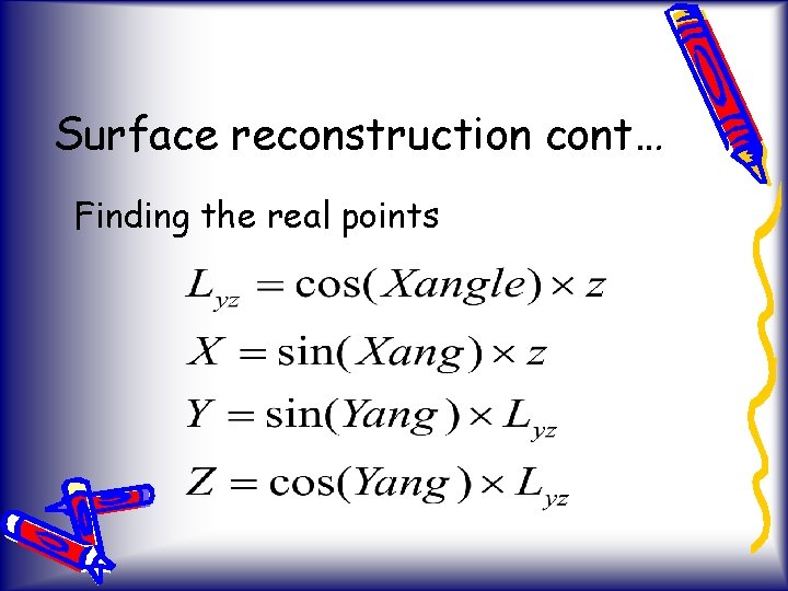 Surface reconstruction cont… Finding the real points 