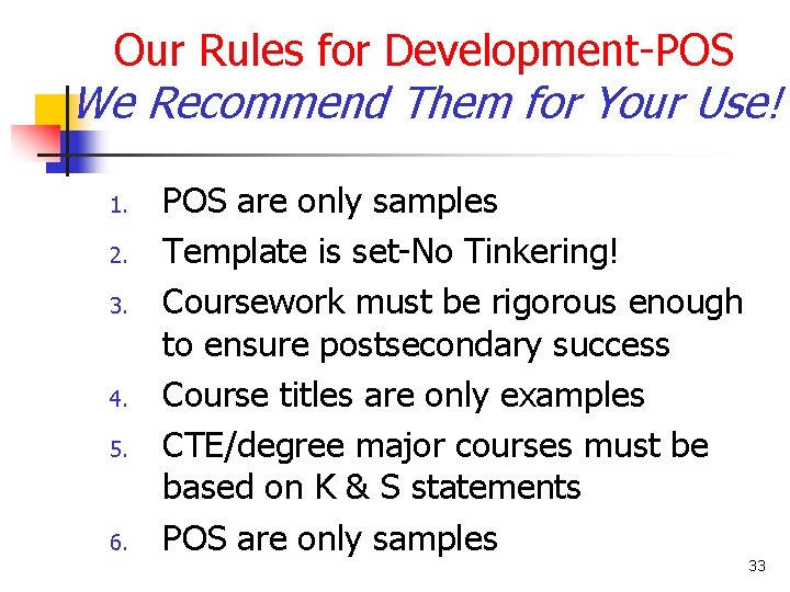 Our Rules for Development-POS We Recommend Them for Your Use! 1. 2. 3. 4.