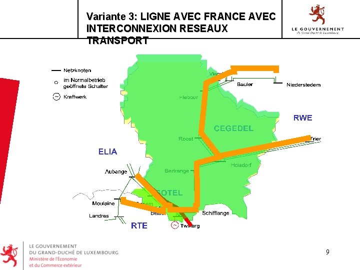 Variante 3: LIGNE AVEC FRANCE AVEC INTERCONNEXION RESEAUX TRANSPORT 9 