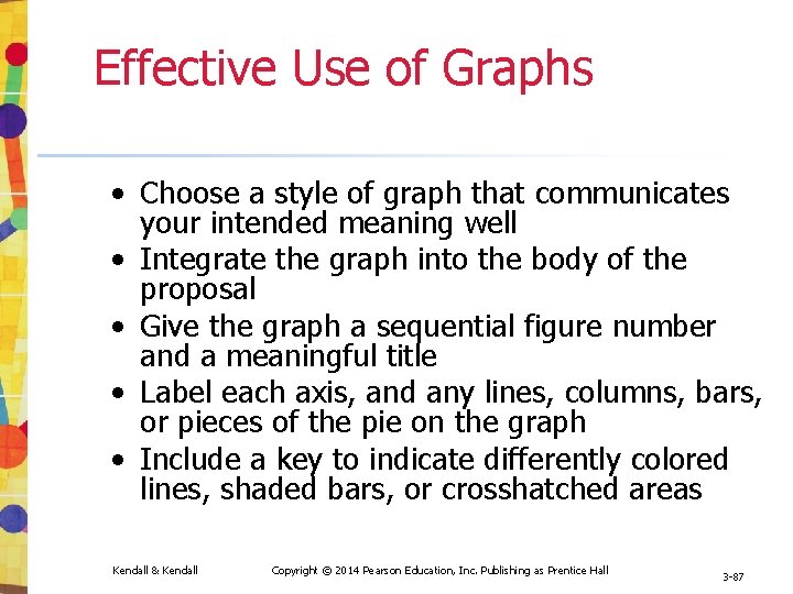 Effective Use of Graphs • Choose a style of graph that communicates your intended