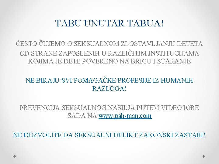 TABU UNUTAR TABUA! ČESTO ČUJEMO O SEKSUALNOM ZLOSTAVLJANJU DETETA OD STRANE ZAPOSLENIH U RAZLIČITIM