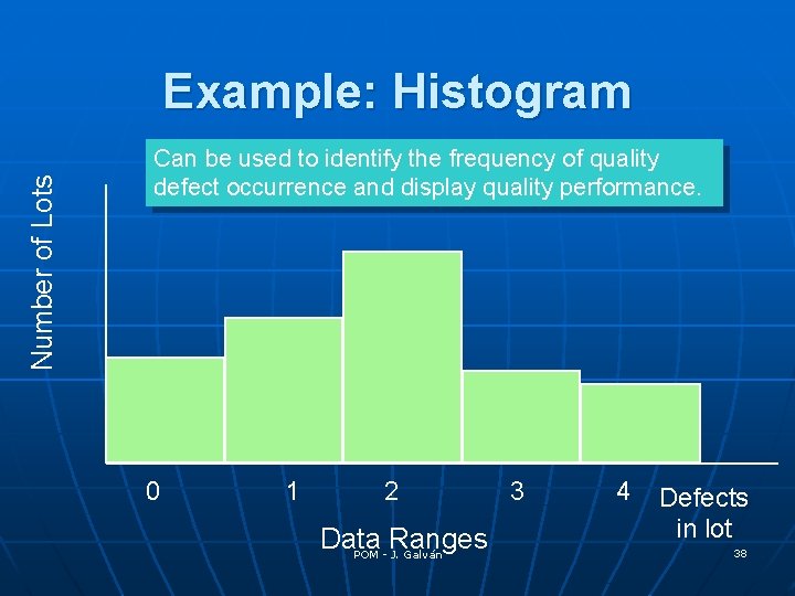 Number of Lots Example: Histogram Can be used to identify the frequency of quality
