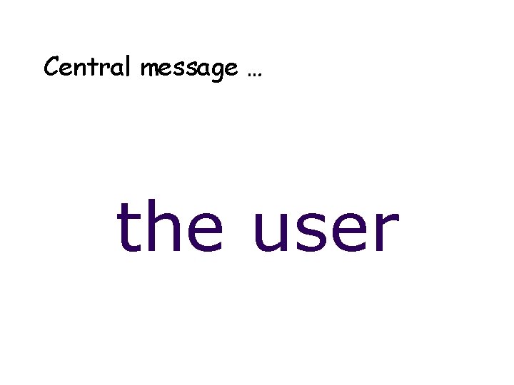 Central message … the user 